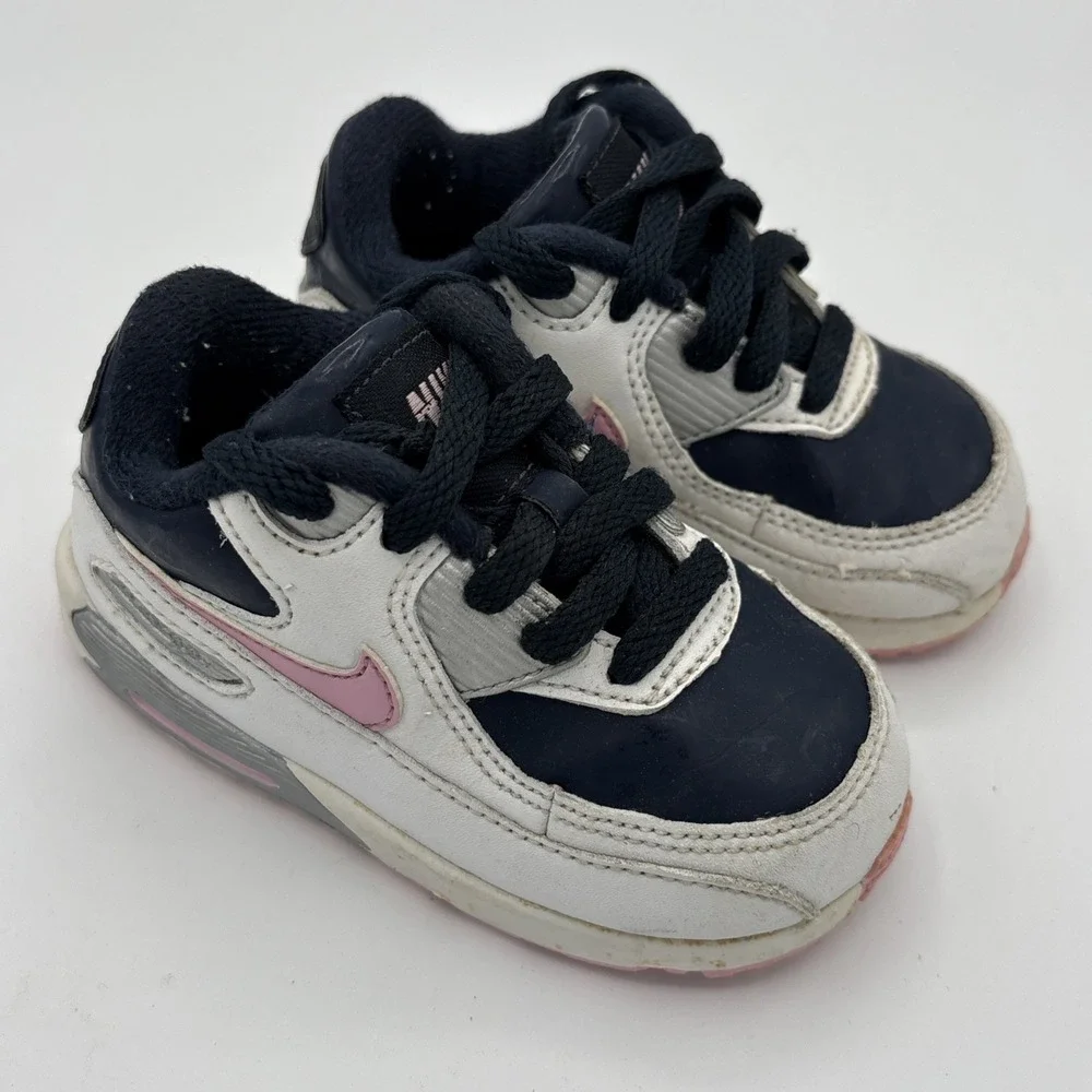 Nike Air Max 90 Triple Navy Pink‎ Toddler Sneakers 6c